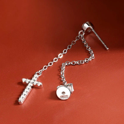 3mm Round Moissanite Diamond Cross-shaped Earrings for Women S925 Sterling Silver Earrings Wedding Party Fine Jewelry