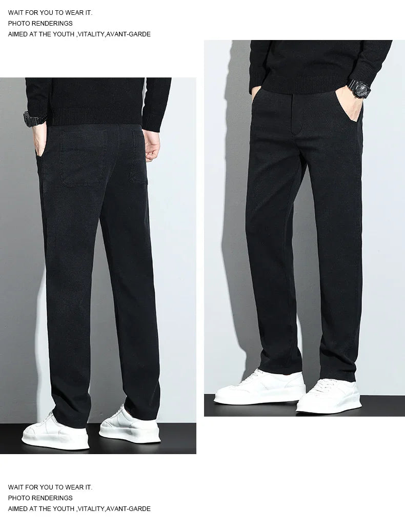 Korean Fashion Lyocell Casual Pants Men's New Spring Breathable Straight Elastic High Quality Daily Streetwear Male Trousers