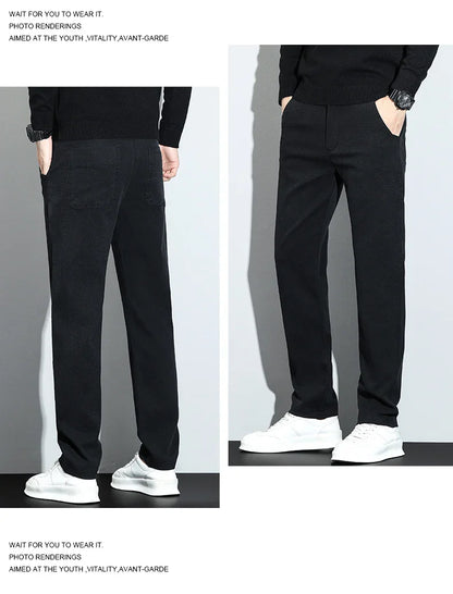 Korean Fashion Lyocell Casual Pants Men's New Spring Breathable Straight Elastic High Quality Daily Streetwear Male Trousers