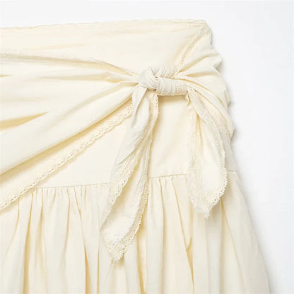 New Women's Hot Girl Style High-Waist A-Line Lace Scarf Decorated Mid-Length Dress 2026 Spring New Arrival