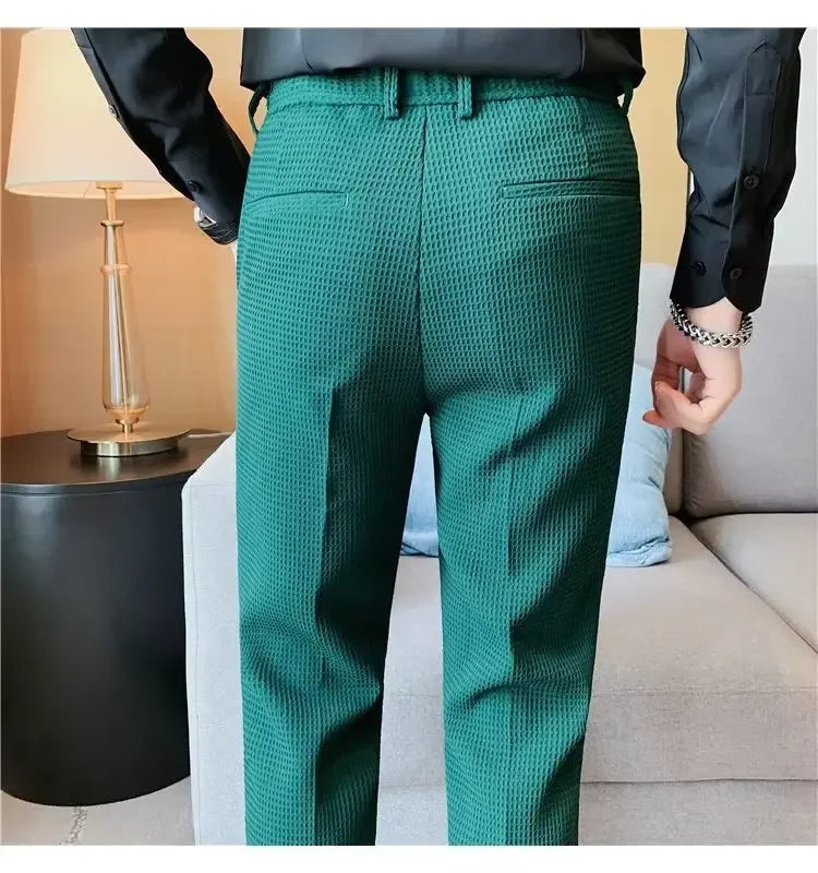 Spring Summer Men's Smart Casual Suit Pants Fashion Slim Fit Solid Color Youthful Vitality Suit Trousers Men Korean Dress Pants