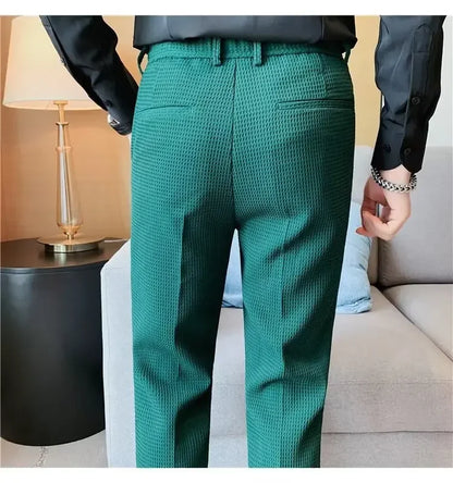 Spring Summer Men's Smart Casual Suit Pants Fashion Slim Fit Solid Color Youthful Vitality Suit Trousers Men Korean Dress Pants