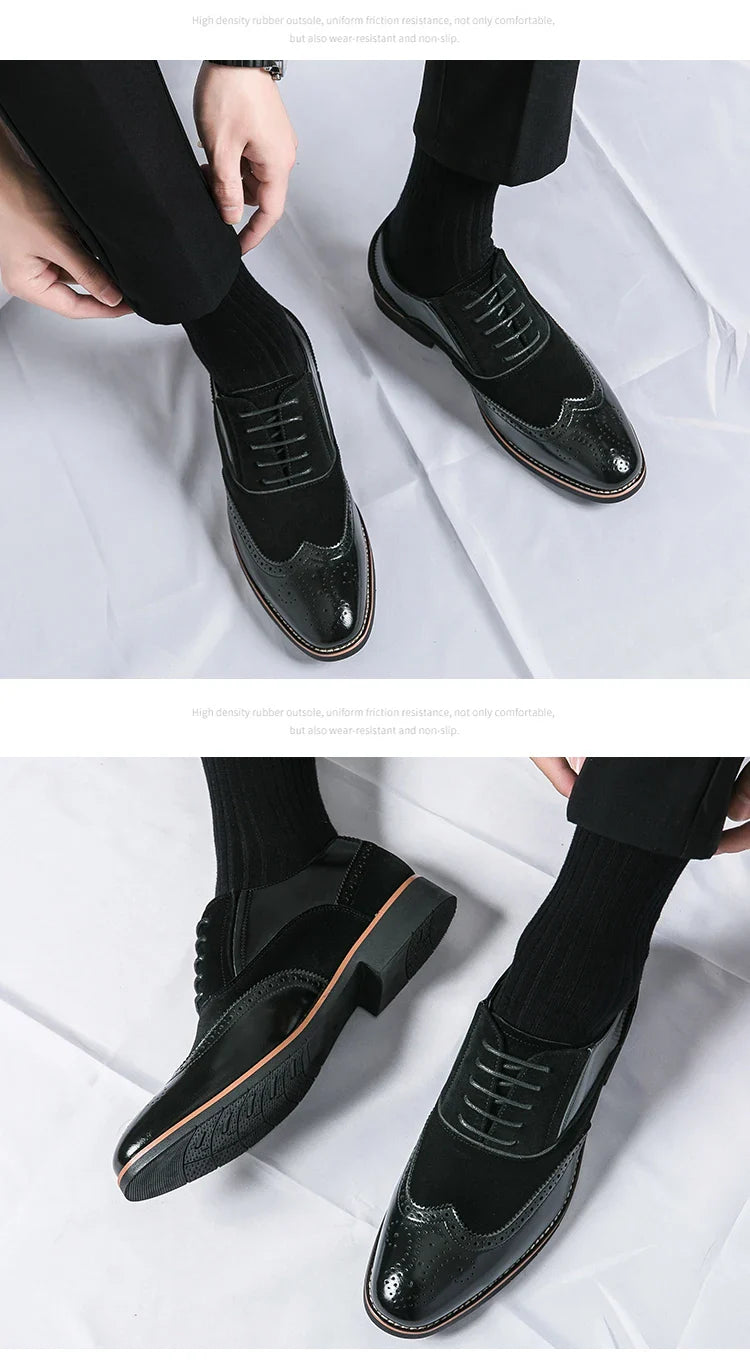 Retro Oxfords Shoes Men Classic Men's Dress Shoes Casual Business Social Brogues Shoes For Wedding