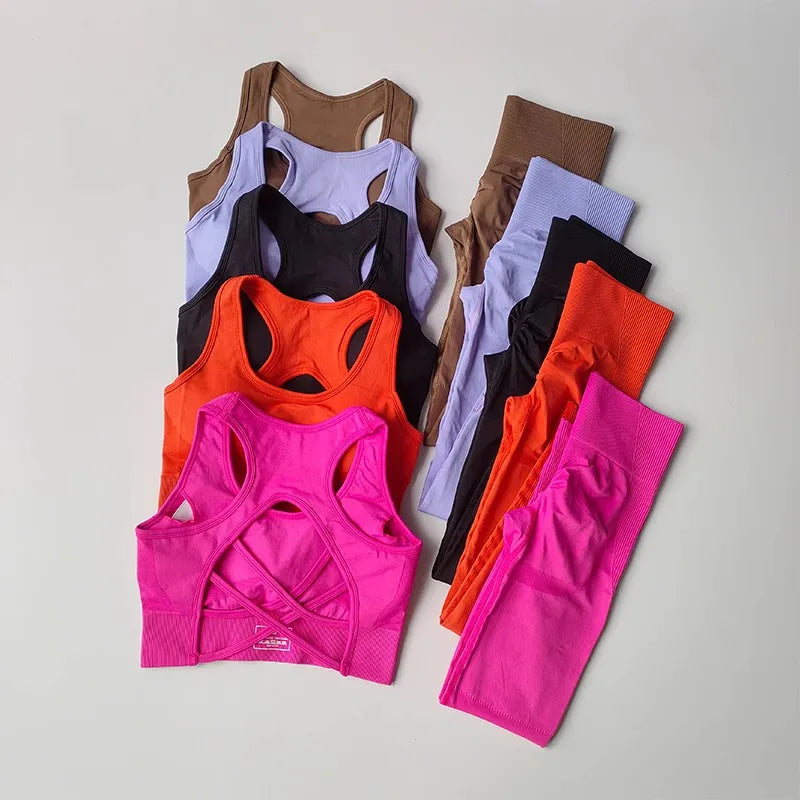 Women's tracksuit Fitness Yoga Sets Sportswear Workout Sports Bra+High Waist Leggings Gym Clothing Seamless Sports Suits