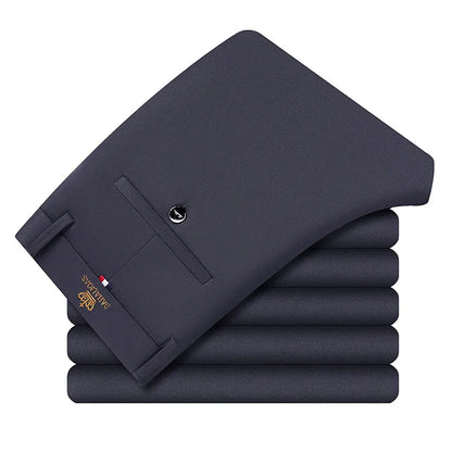 2026 Summer Male Suit Pants Formal Dress Pants 4 Way Stretch Straight-Fit Utility Work Pants
