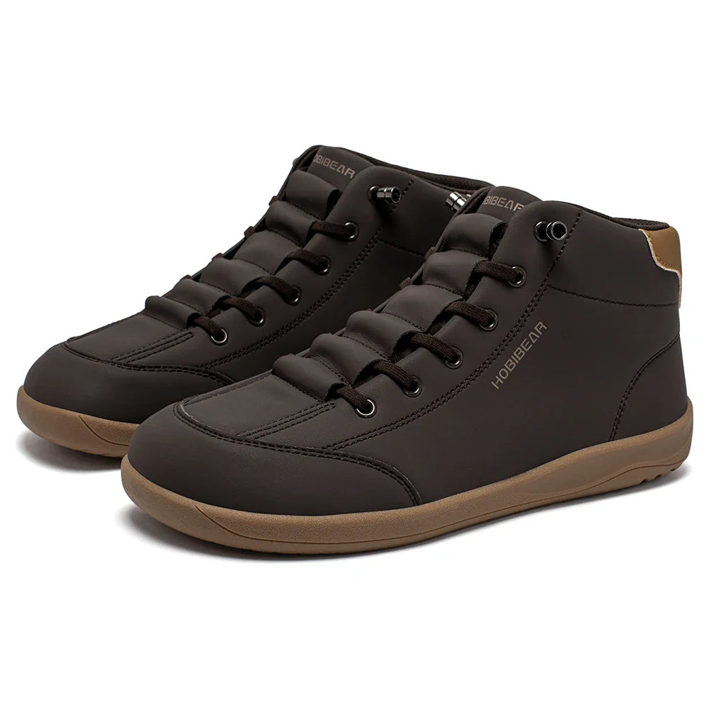 Mid-Top Barefoot Shoes Unisex Wide Toe Minimalist Ankle Boots Artificial Leather Outdoor Non-Slip Sneaker