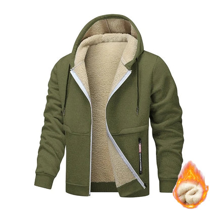 Animal Game Mens Casual Hooded for Men Fleece Sweatshirt Thick Sherpa Lined Hoodies Zipper Jacket Thick Heavyweight Sweatshirts