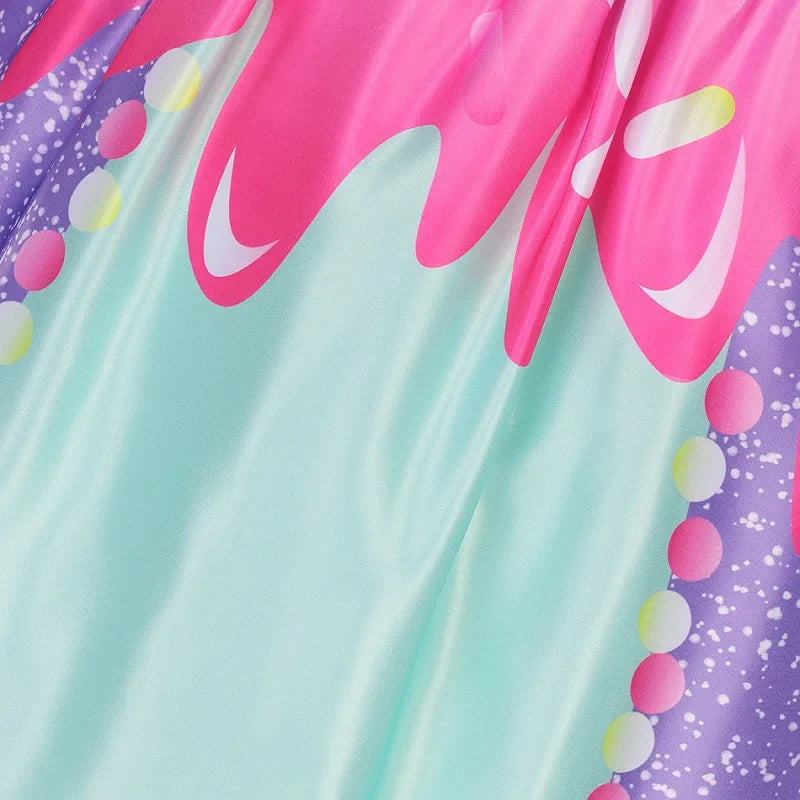 Girls Candy Fairy Lollipop Cosplay Costume Toddler Carnival Purim Rainbow Vestidos Girls Birthday Party Long Short Sleeves Dress