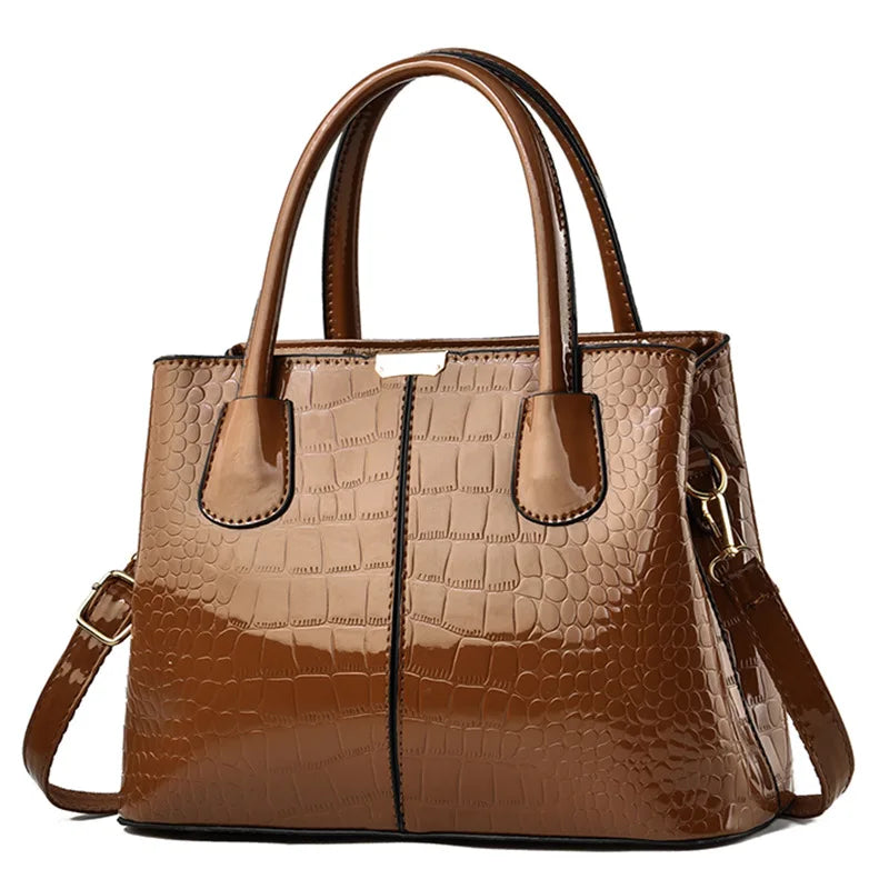Ladies PU Leather Patent Leather Shoulder Crossbody Bag Women Luxury Designer Handbag Pruse Fashion Large Capacity Shopping Tote