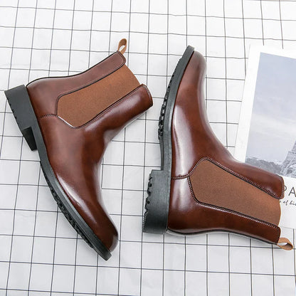 Classic Fashion Men Boots Winter Leather Shoes Autumn Business Chelsea Boots British Style Hombres Botas High Top Footwear Dress