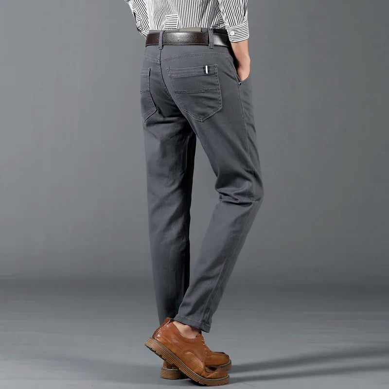6 Color Men Slim Casual Pants New Classic Business Fashion Comfortable Stretch Cotton Elastic Straigh Trousers Male