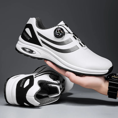 New Men's Fashion Casual sports shoes, Comfortable Hovershoe sole, Outdoor Leisure Walking cycling, Golf shoes, black and White