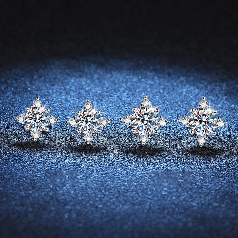 1ct 6.5mm D Color Moissanite Earrings 925 Sterling Silver  with White Gold Plated Stud Earring Wedding Jewelry for Women