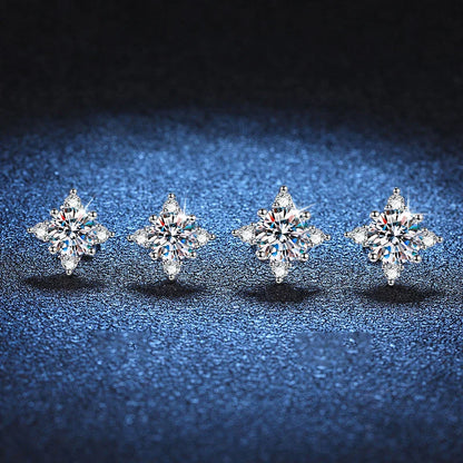 1ct 6.5mm D Color Moissanite Earrings 925 Sterling Silver  with White Gold Plated Stud Earring Wedding Jewelry for Women