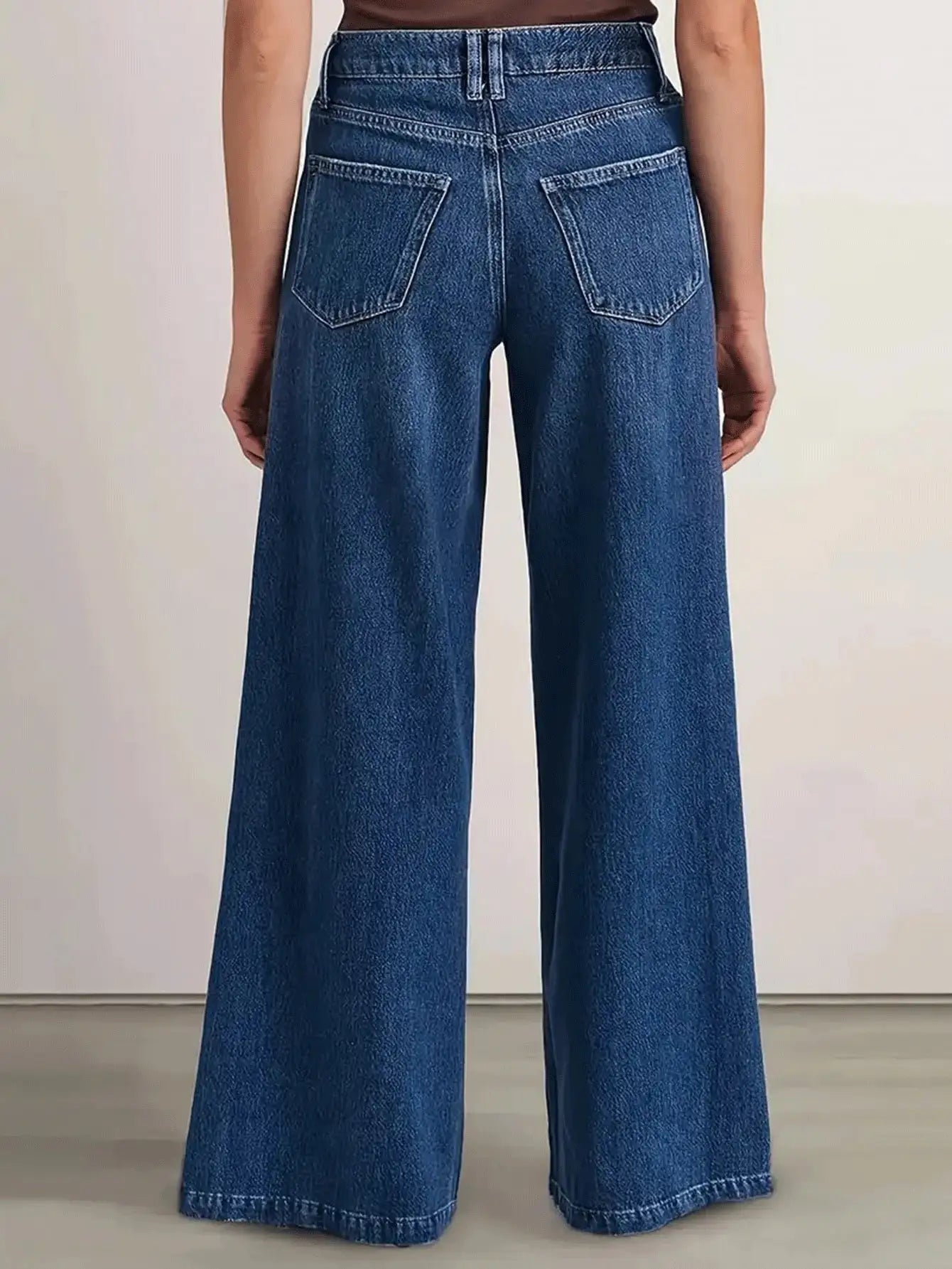 Women’s Deep Blue Wide Leg Jeans - Stylish Denim Trousers