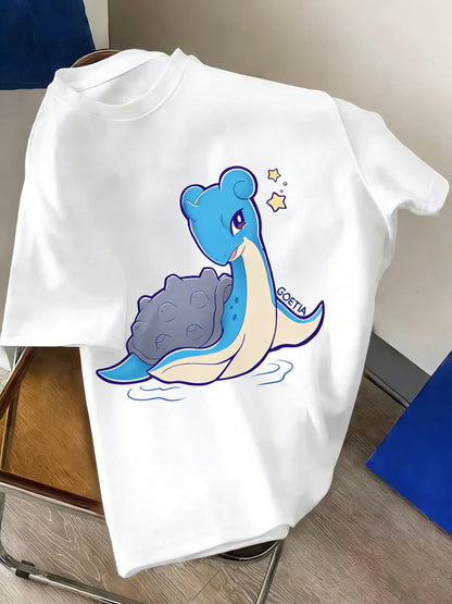 Graphic T Shirt Man Women Snorlax Print 2026 Summer Y2k Short Sleeve Tee Top Streetwear Parent-child Clothing