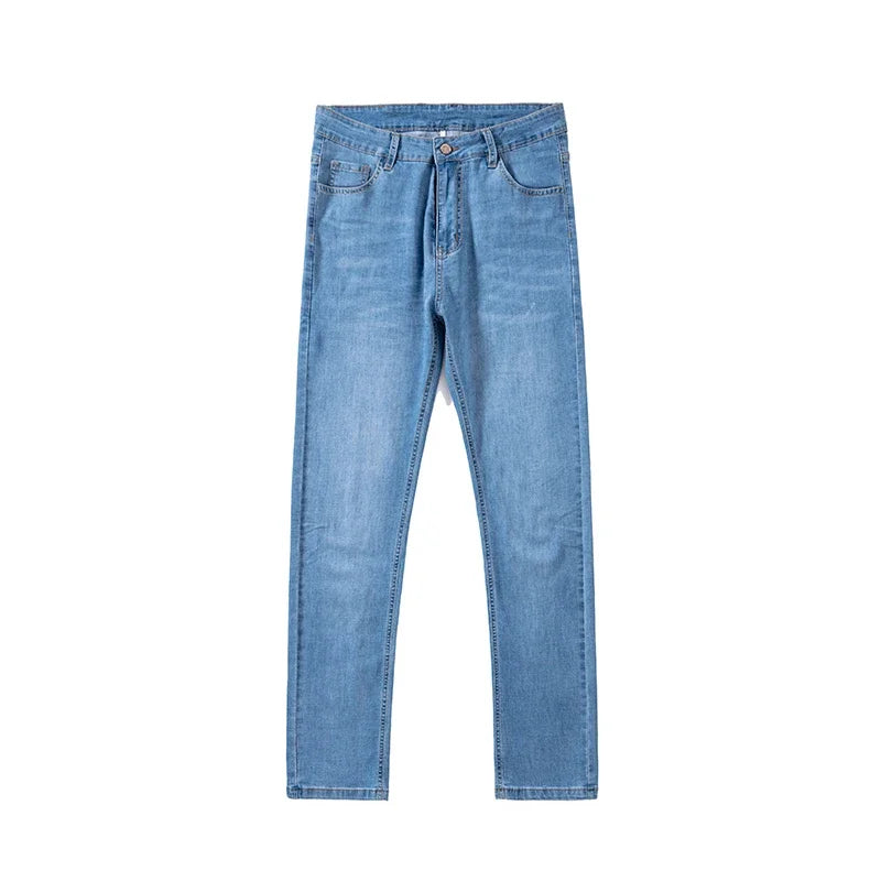 Summer Thin Mens Clothing Cowboys Slim Straight Jeans Men Denim Pants Casual Regular Fitness Men's Trousers Light Blue 2026 Y2K