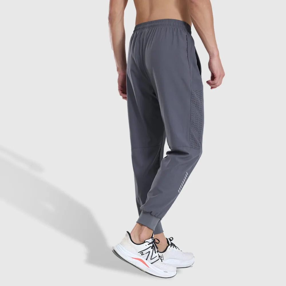 Ice Silk Thin Pants, Men's Summer Quick-Dry Design with Cuffed Ankle for Fitness and Casual Running