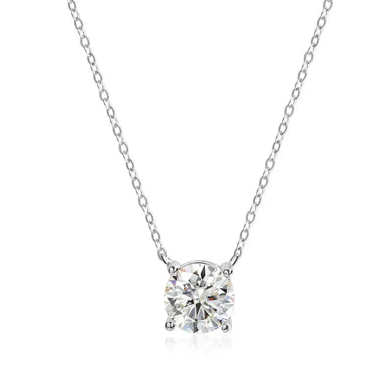 1-5CT Rose Gold Color Moissanite Necklace for Women D Color Sparkling Classic Lab Diamon Pendant Sterling Silver 925 100%