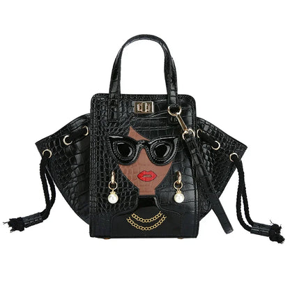 Cartoon Girl Handbag High Quality PU Leather Shoulder Bag for Women Pearl Crossbody Bag Designer Messenger Bag Female Satchel