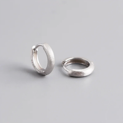 925 Sterling Silver Minimalist Matte Gothic Unisex Huggies Ear Hoop Earrings for Women Men Piercing Ear Buckle Jewelry