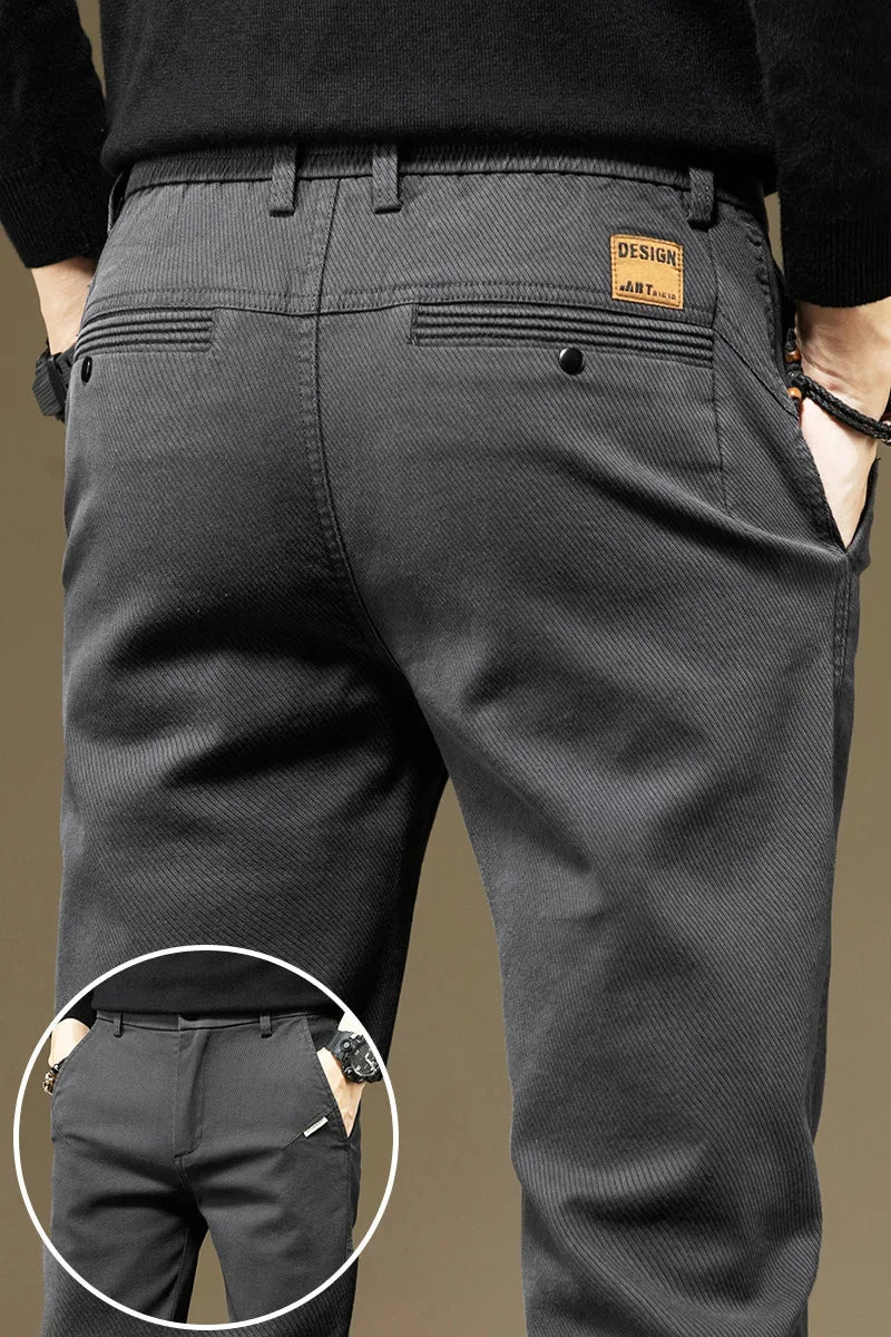 Men's Pants Casual Cotton Solid Color Spring Autumn Straight Business Work Pants High Quality Fashion Black Grey Trousers