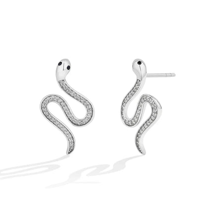 Full moissanite Snake Stud Earring For Women Girls Real 925 Sterling Silver Jewelry Engagement Party Gifts High Quality