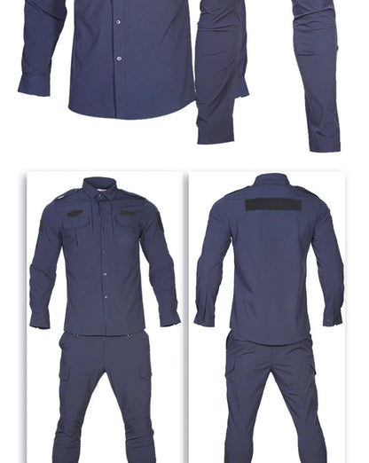 Quick Drying Workwear Suit Men Combat Elastic Tactical Training Set Multi Pocket Man Security Staff Uniform Cargo 2pcs Suits