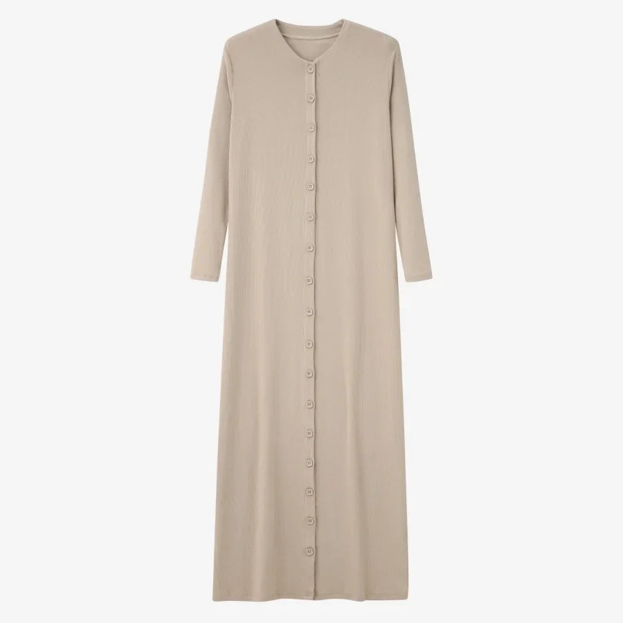 summer woman dress comfortable ribbing maxi button dress  lady clothes