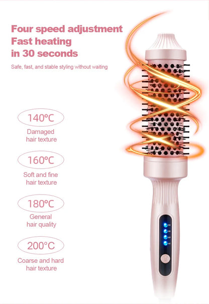 TINSOL Negative Ion Curling Iron 38mm Hot Air Brush, Dual-use for Curling and Straightening, Heated Styling Comb