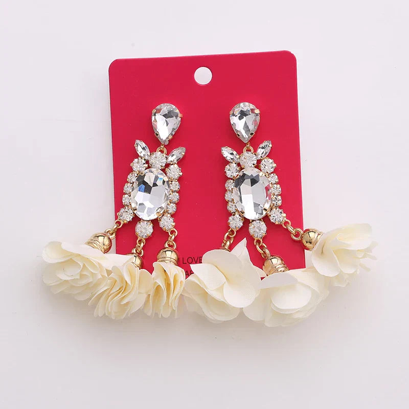 New Crystal Dangle Earrings For Women Rhinestone Earrings Weddings Ladies Party Fashion Jewelry Accessories Wholesale Gifts
