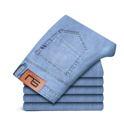2026 Men White Jeans Fashion Casual Classic Style Slim Fit Soft Trousers Male Brand Advanced Stretch Pants