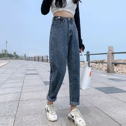 High-Waisted Slimming Vintage Straight-Leg Loose-Fit Jeans
