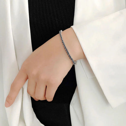 3mm 4mm 5mm Black Moissanite Tennis Bracelet For Women Men Gift 100% S925 Sterling Silver Plated 18K Hand Chain Jewelry