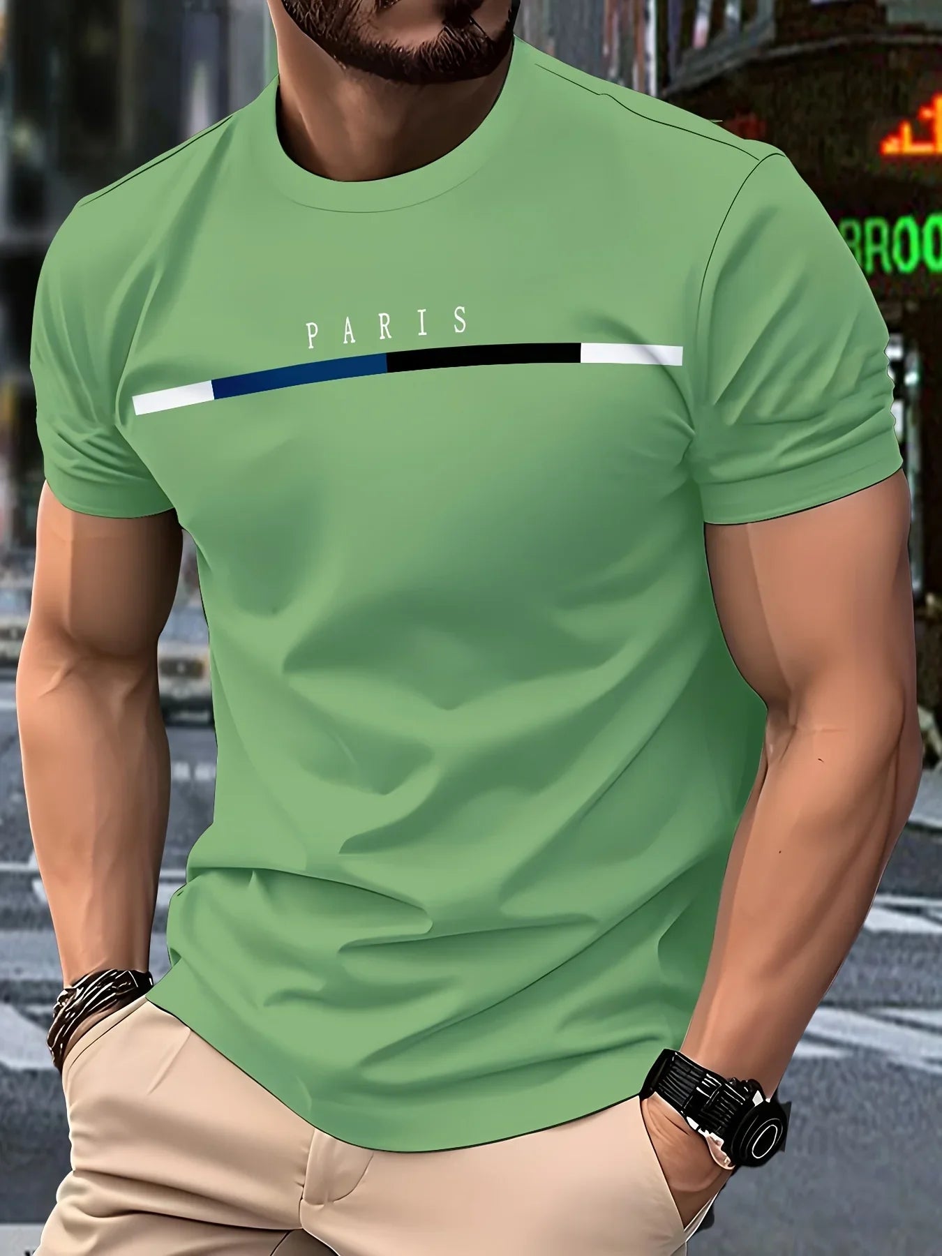 Men's new casual summer loose casual round neck T-shirt with letter printed pattern outdoor sports top