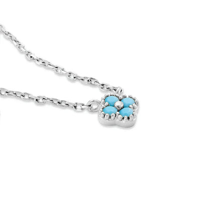 100% 925 Sterling Silver Turquoise Crystal Petal Patter Pendant Necklaces For Women Delicate Wedding Jewelry Collar Mujer