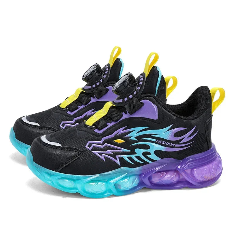 New Boys Sport Shoes Kids Anti-Skid Basketball Sneakers Lightweight Outdoor Running Shoes Children Training Swivel Buckle Design