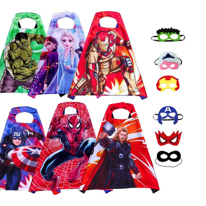Halloween 6 Sets Superhero Capes Masks for 3-10 Year Old Girl Gifts Cartoon Dress Up Costumes Party Supplies Easter Cloak