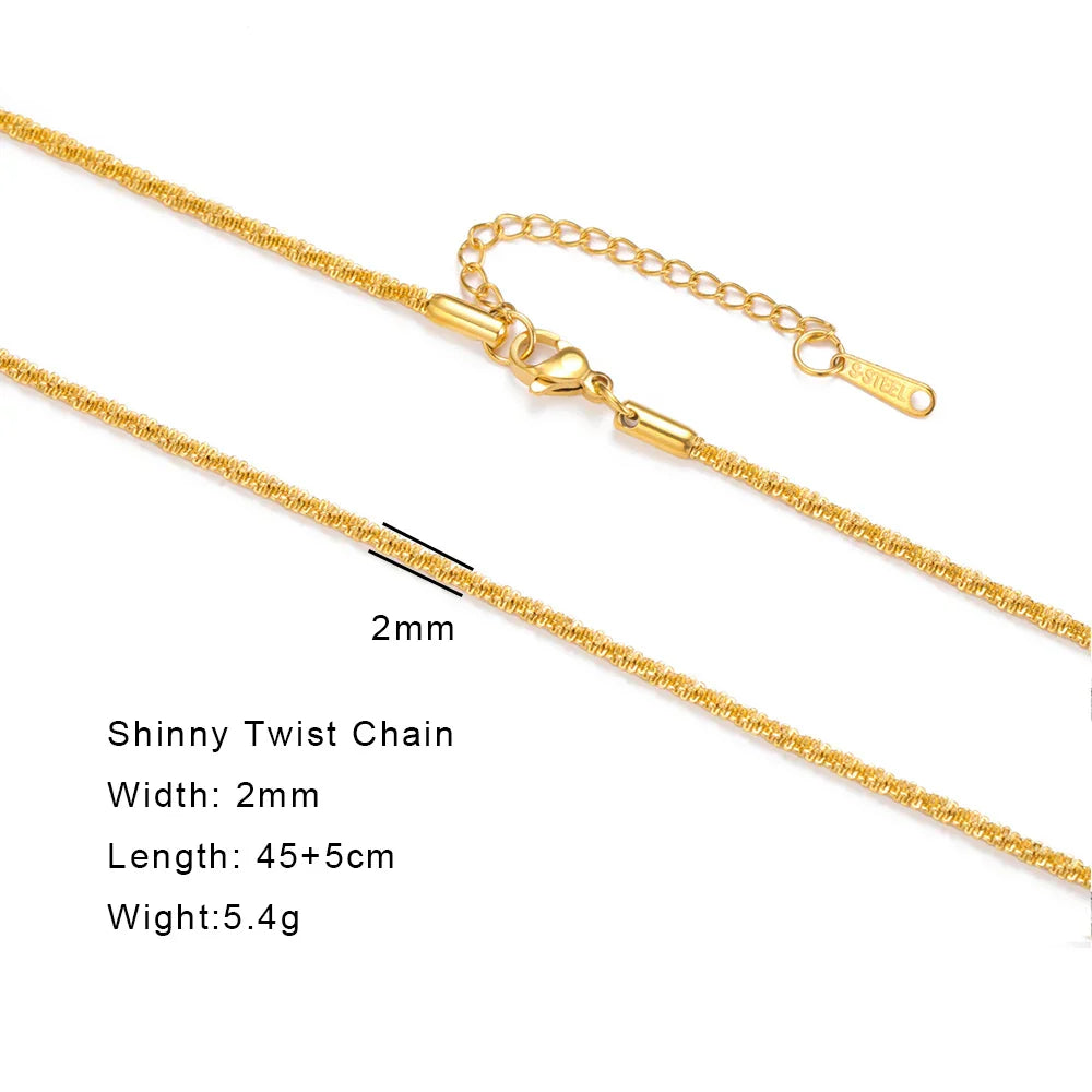 Stainless Steel Gold Color Chain Necklace Women Minimalist Cuban Paperclip Twisted Snake Chain Fashion Jewelry Wholesale
