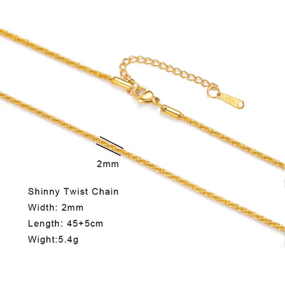 Stainless Steel Gold Color Chain Necklace Women Minimalist Cuban Paperclip Twisted Snake Chain Fashion Jewelry Wholesale