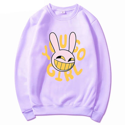 Hoodie Fashion Women Harajuku Funny Cute Rabbit Hoodie Unisex Cartoon Vintage Pullover Sweatshirt