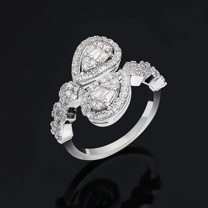 Luxury  4 Pieces Bridal Wedding Jewelry for Women Cubic Zirconia Water Drop Earrings Tassel Necklace Jewelry Sets Party Gift