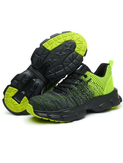 Women's Steel Head Safety Shoes Smash Proof Stab Penetration Air Lightweight Pure Black Simple Sneakers Women's Work Shoes