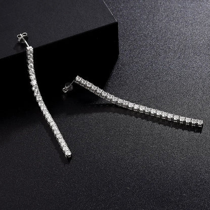 2.5mm 3mm D Color Moissanite Long Tassel Drop Earrings Women Ear Fine Jewelry All Lab Diamond S925 Silver Stud Earring Gift