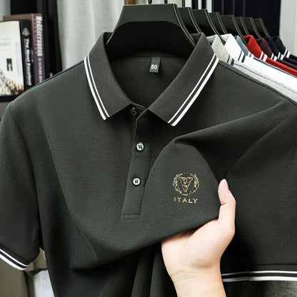 100% pure cotton men's polo shirt high-end brand unique letter printed short sleeve summer new comfortable casual lapel T-shirt
