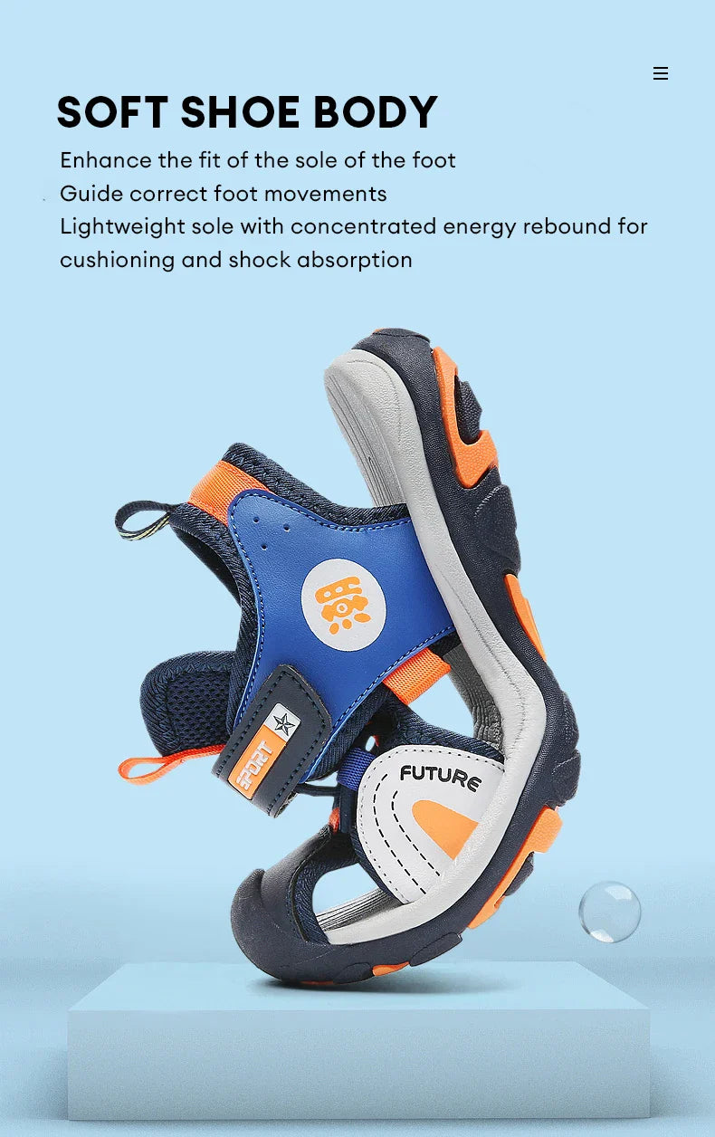 Kids Sports Sandals Breathable Mesh Lightweight Non-Slip Comfortable Outdoor Summer Shoes for Boys and Girls Quick-Dry Design