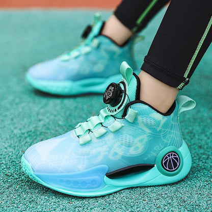 Kids Basketball Shoes Non-slip Breathable Basketball Training Sneakers Boys Girls Athletic Shoes Luminous Children Running Shoes