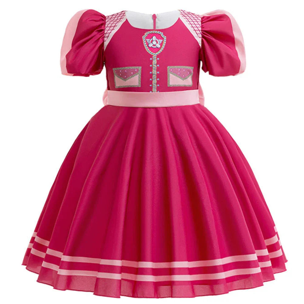 Vestido de Cosplay com Estampa de Cachorro de Desenho Animado Vestido de Menina Skye Princesa Vestidos de Desempenho para Festa de Aniversário Roupa de Carnaval de Halloween para Menina