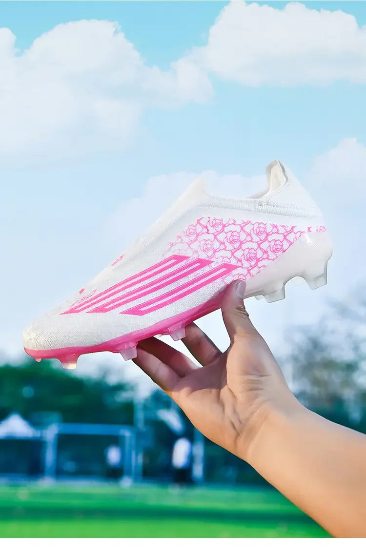 Men High Top Soccer Cleats Firm Ground Stud Sole Breathable Wear Resistant Outdoor Lawn Match Training Football Shoes
