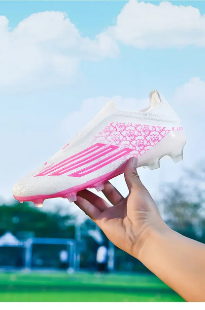 Men High Top Soccer Cleats Firm Ground Stud Sole Breathable Wear Resistant Outdoor Lawn Match Training Football Shoes